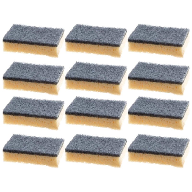 Dual Sided Kitchen Sponge Scrubber Non Scratch Dish Washing Sponge Pack of 12 Deep Black - Image 2