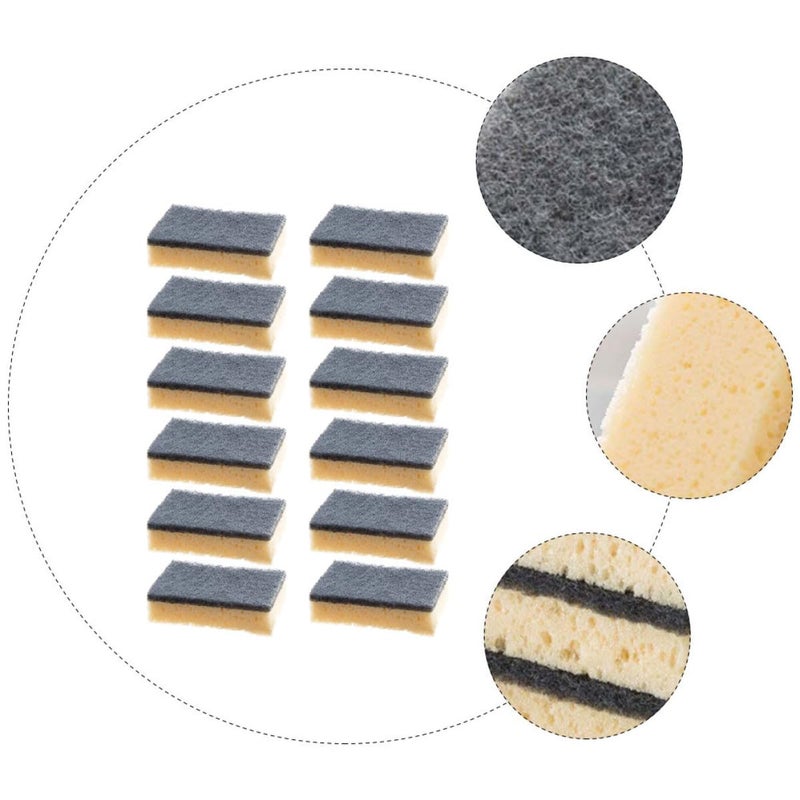 Dual Sided Kitchen Sponge Scrubber Non Scratch Dish Washing Sponge Pack of 12 Deep Black - Image 4