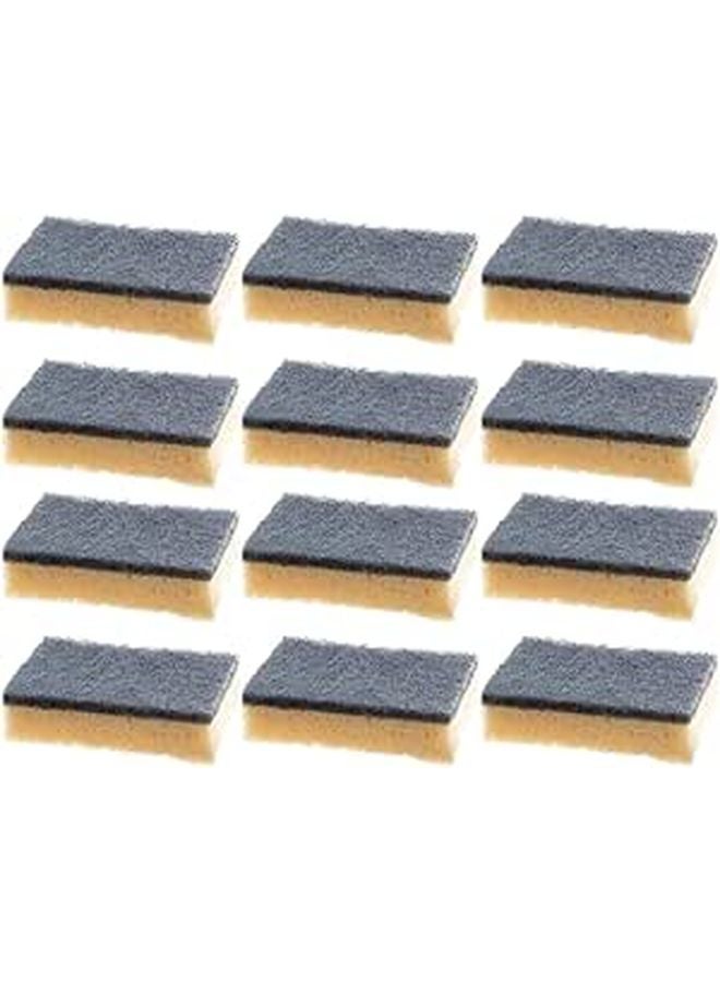 Dual Sided Kitchen Sponge Scrubber Non Scratch Dish Washing Sponge Pack of 12 Deep Black - Image 1