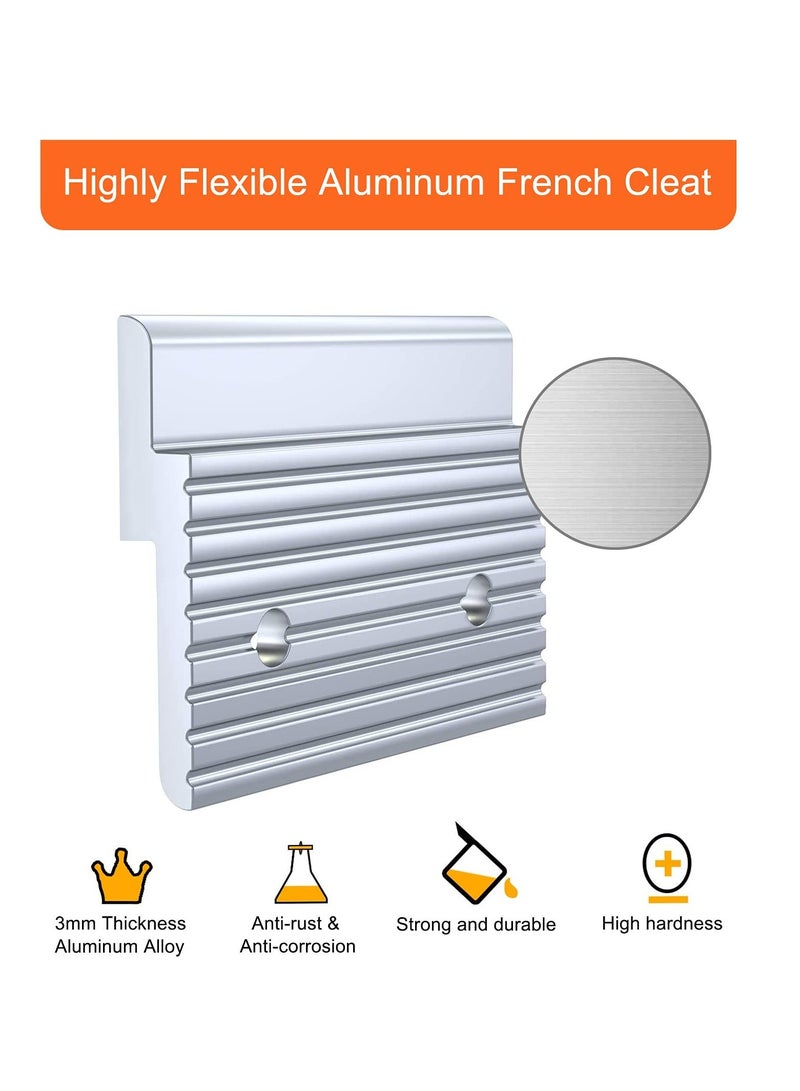 2 Pairs French Cleat Picture Hanger, Aluminum Z Hanger with Screws, 2 Inch Hidden Metal Mounting Brackets for Wall Mounting Photos, Mirrors, Shelves, Whiteboards, Cabinets, Artworks  - Image 3