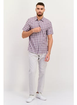 VINCE Men Classic Fit Checked Short Sleeves Casual Shirt, Light Purple Combo  - Image 4
