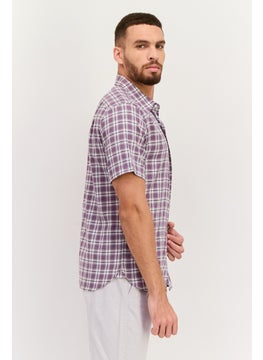 VINCE Men Classic Fit Checked Short Sleeves Casual Shirt, Light Purple Combo  - Image 2