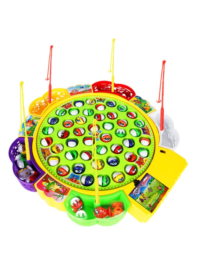 Children's Electric Fishing Toy Rotating Fishing Plate Set Children's Parent-Child Interactive Toys-Color:24 Fish In Square Dish