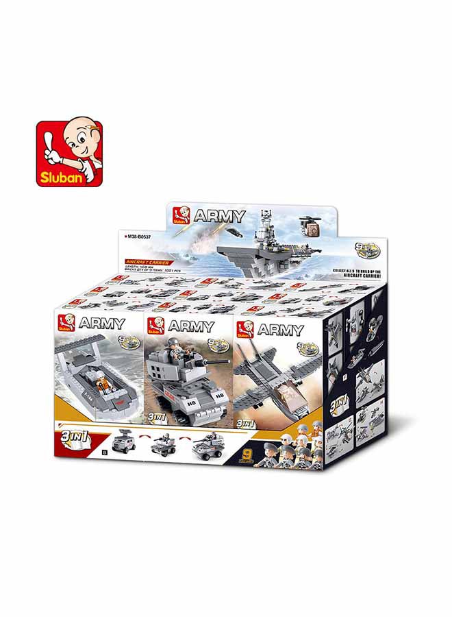 Sluban Army Series - Aircraft Carrier 9 Into 1 Building Block With Mini Figures - For Age 6+ Years Old - Image 1