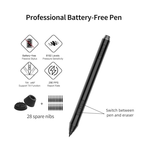 VEIKK A15PRO Graphic Drawing Pen Tablet 10 * 6 inch with 12 Hotkeys and a Quick Dial Support Windows, Mac, Linux, Tilt Pressure (8192 Level Pressure Battery -Free Stylus) (Red) - Image 3