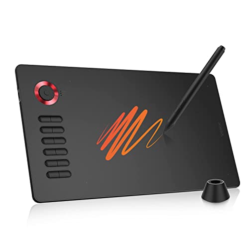 VEIKK A15PRO Graphic Drawing Pen Tablet 10 * 6 inch with 12 Hotkeys and a Quick Dial Support Windows, Mac, Linux, Tilt Pressure (8192 Level Pressure Battery -Free Stylus) (Red) - Image 1