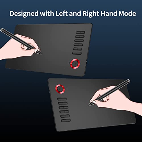 VEIKK A15PRO Graphic Drawing Pen Tablet 10 * 6 inch with 12 Hotkeys and a Quick Dial Support Windows, Mac, Linux, Tilt Pressure (8192 Level Pressure Battery -Free Stylus) (Red) - Image 5