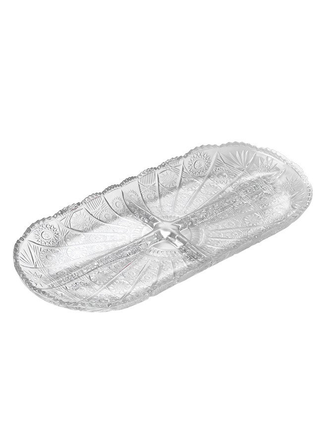 جوزيل طبق فاكهة زجاجي فاخر مقاس 33.5 × 15.2 سم شفاف