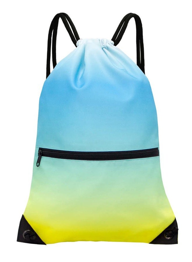 HOLYLUCK Drawstring Backpack Bag Sport Gym Sackpack, Gradient Yellow Blue, One size - Image 1