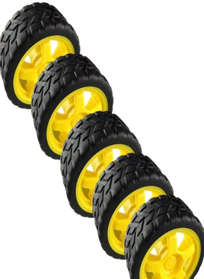 R&D Imported Dual Shaft BO Motor With 65mm Rubber Robot Wheel and DC Motor Black Yellow Set of (6) - Image 5
