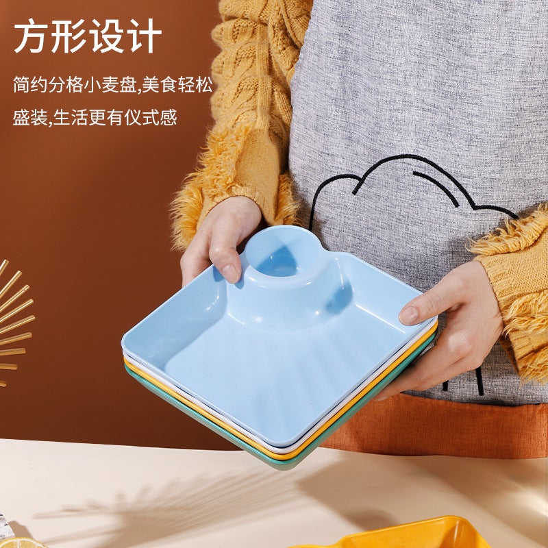 Wheat Straw Square Thickened Japanese Dumplings Plate With Vinegar Dish Sushi Fries Household Dish Plate Can Enter Microwave - Image 3