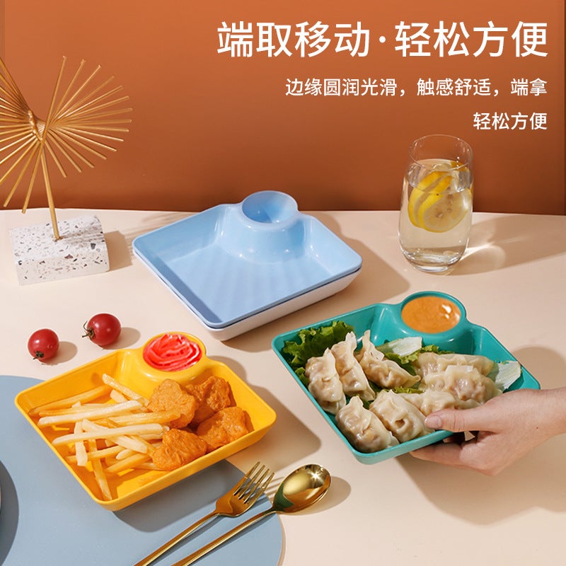 Wheat Straw Square Thickened Japanese Dumplings Plate With Vinegar Dish Sushi Fries Household Dish Plate Can Enter Microwave - Image 4