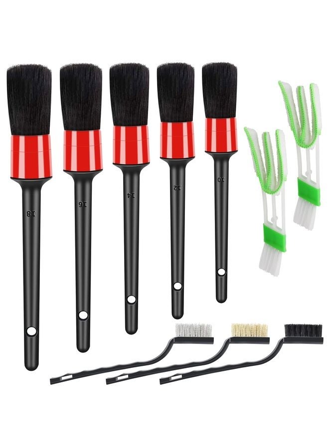 HOMESTAR 10pcs Auto Car Detailing Brush Set Car Interior Cleaning Kit Includes 5 Boar Hair Detail Brush,3 Wire Brush, 2 Air Vent Brush for Cleaning Car Interior Exterior, Dashboard Engines Leather Wheel - Image 1