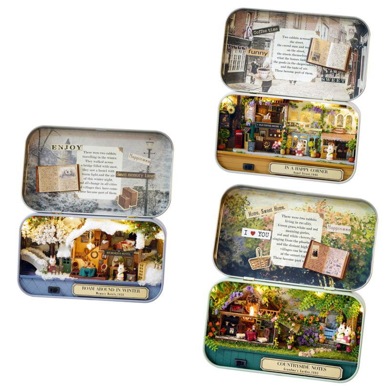 Flever Dollhouse Miniature DIY House Kit Creative Room with Furniture and Cover for Romantic Valentines GiftOld Times Including 3 PCS - Image 2
