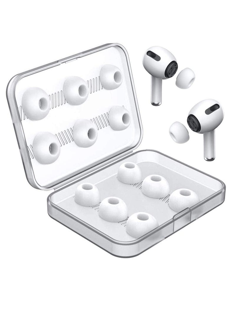 Zikra Ear Tips Replacement Silicon Tips Compatible for Airpods Pro, Fit in The Charging Case, Anti-Slip Reducing Noise in-Ear Eartips, White Ear Buds with Portable Storage Box 6 Pairs (S/M/L) - Image 1