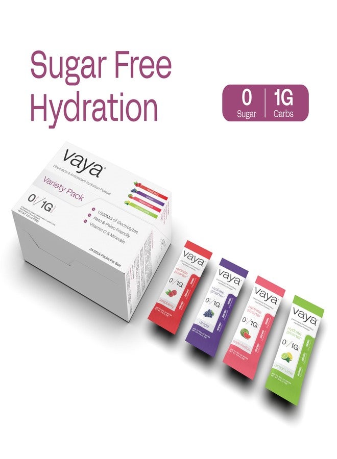 Vaya - Sugar Free Electrolyte Powder Packets – Give Your Body Instant Hydration - with Fasting Electrolytes - Variety Pack - 24 Pack, Raspberry, Grape, Lemon Lime, Watermelon - Image 4