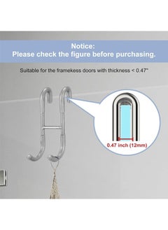 Hihonor Shower Door Hooks, 304 Stainless Steel Over Door Hooks, Towel Hooks for Bathroom Frameless Glass Shower Door 0.47"(12mm), Drilling-Free Hanger Shower Hooks, 2-Pack, Silver  - Image 4