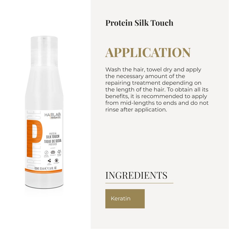 SALERM - Damaged Hair Repair Treatment - Silk Protein Touch - 70 ml - With Keratin - Protects Hair from Heat - Adds Shine and Softness - Lightweight Texture - Paraben-Free - Image 4