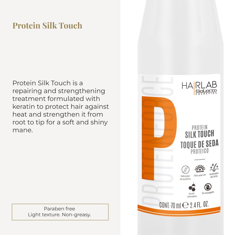 SALERM - Damaged Hair Repair Treatment - Silk Protein Touch - 70 ml - With Keratin - Protects Hair from Heat - Adds Shine and Softness - Lightweight Texture - Paraben-Free - Image 2