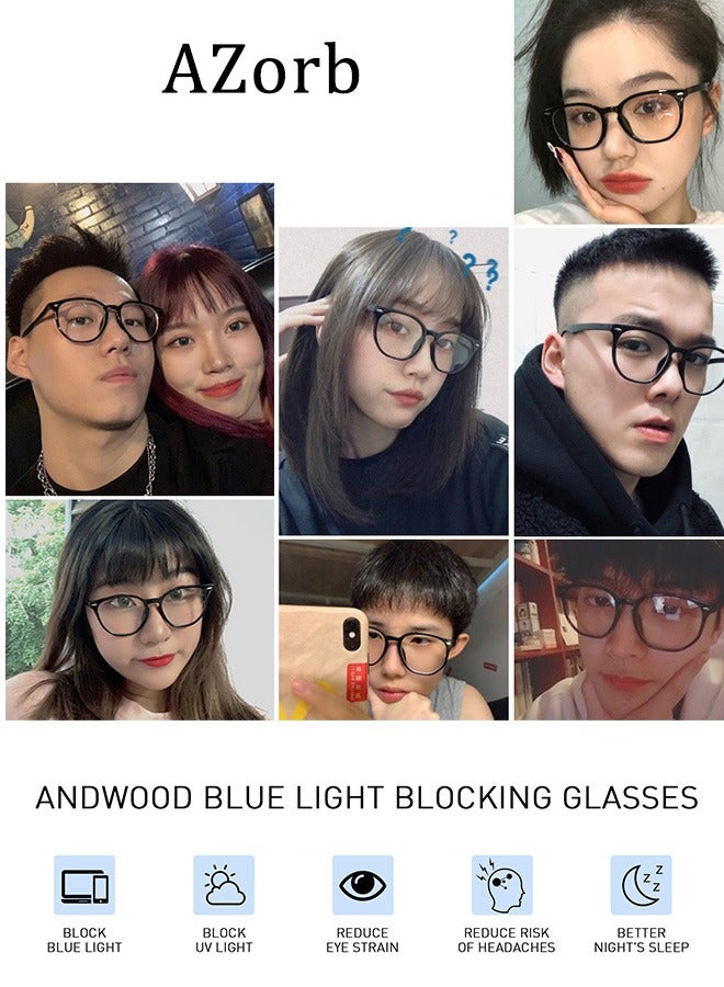 AZorb Round Blue Light Glasses for Women Men Reading Glasses Computer Eyeglasses Gaming Eye Glasses for Men Ladies  Anti Blue Light Blocking Anti Radiation Clear Lens Eyewear.  - Image 5