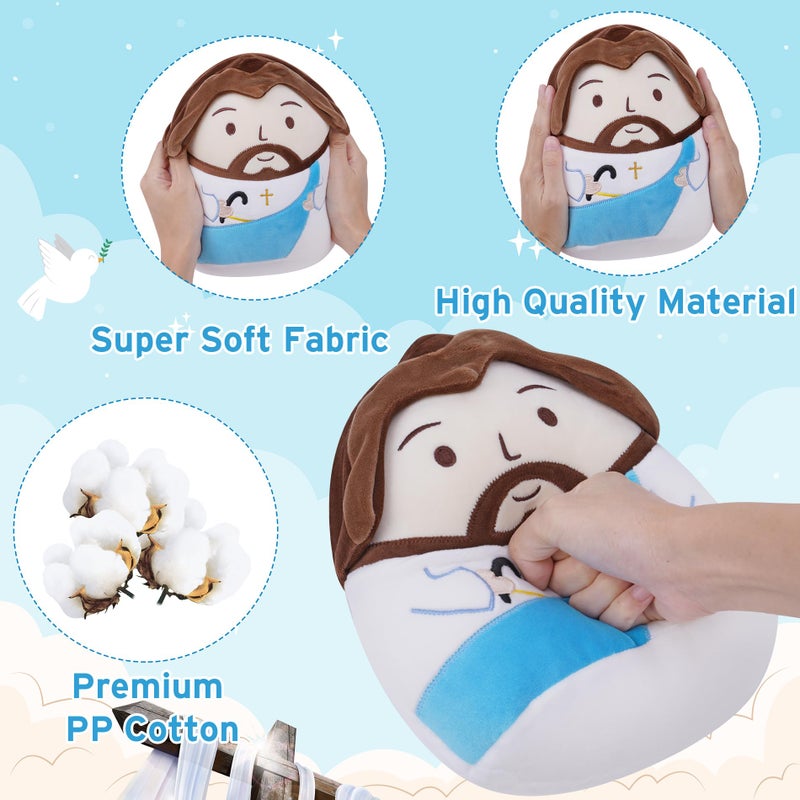 LeYoHa Jesus Plush Pillow Religious Gift - Christian Plush Toy Divine Inspiration Beautiful Cross Embroidery  Jesus Stuffed Christmas Easter Gift - Image 4