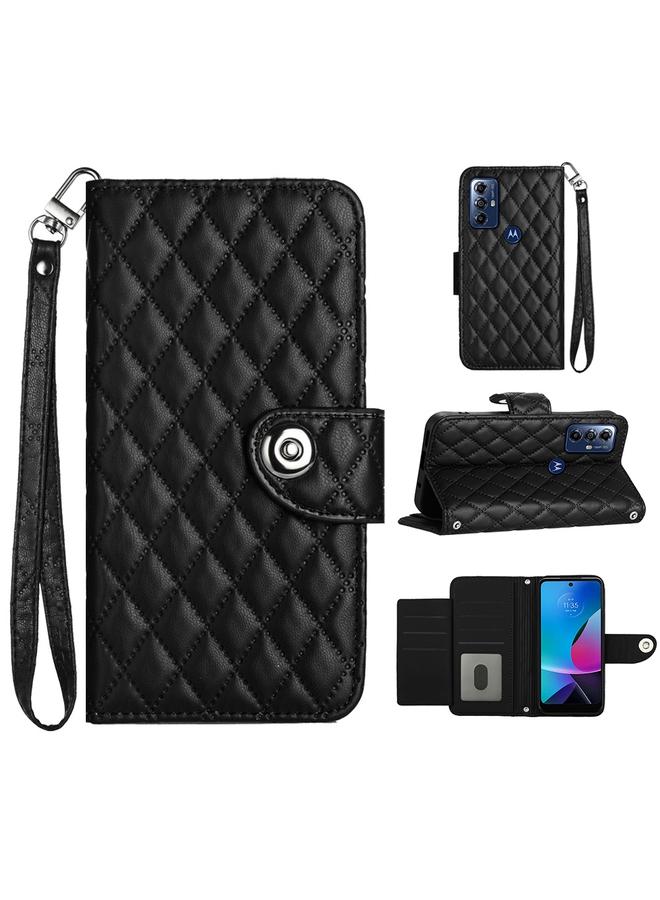 اس-توب جراب لهاتف Motorola Moto G Play 2023 / G جراب هاتف جلدي قلاب بملمس معيني نقي مع حبل تعليق - Image 1