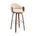 Armen Living Daxton Mid Century Modern Swivel Bar Stool for Kitchen Island Counter in Cream Faux Leather and Walnut Wood 26 Seat Height - Image 2