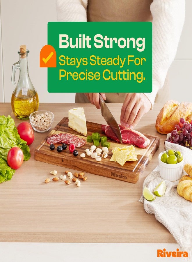 Riveira Walnut Cutting Board 15x10 – Premium Wood Cutting Board with Juice Groove – Reversible Chopping Board for Meat, Cheese, Bread, Vegetables – Durable Wooden Cutting Board & Serving Tray - Image 4