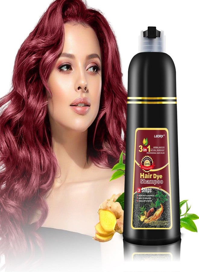 Leorx 3 In 1 Wine Red Color Hair Dye shampoo, For Refresh and Instant Herbal Coloring For Women&Men - Tintes Para El Cabello Profesional - Image 1