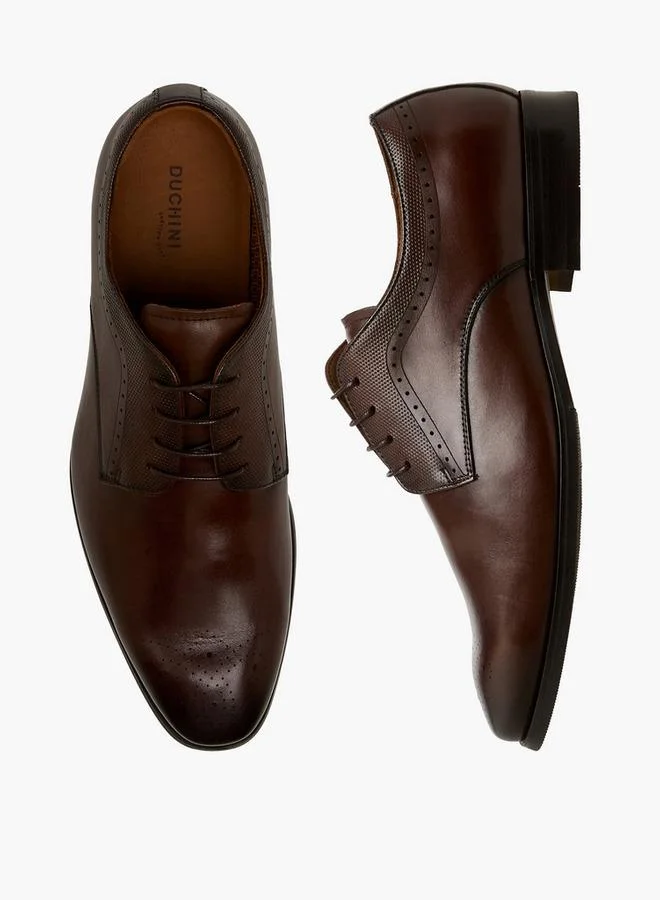 DUCHINI Men Lace-Up Leather Derby Shoes
