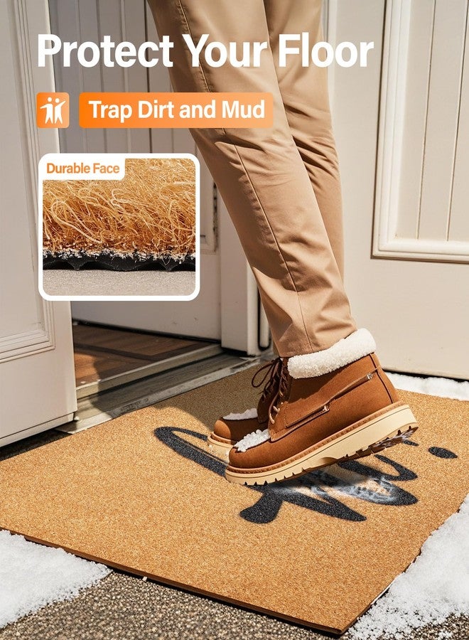 SAKSUN Door Mat Welcome Outdoor Mats: Artificial Coir Doormat for Indoor Outdoor Outside Home Entrance - Front Door Mat Non-Slip Backing Waterproof Fall Mats for Porch Entryway Floor Decor (Hi, 24"x 36") - Image 3