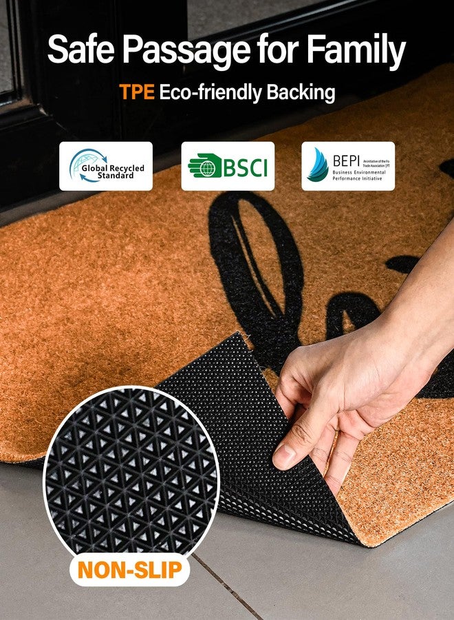 SAKSUN Door Mat Welcome Outdoor Mats: Artificial Coir Doormat for Indoor Outdoor Outside Home Entrance - Front Door Mat Non-Slip Backing Waterproof Fall Mats for Porch Entryway Floor Decor (Hi, 24"x 36") - Image 2
