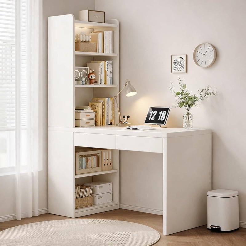 AUTOYSUR Home Office Desk with Storage Shelf, Wood Computer Desk, Modern Simple Workstation, Study Writing Table, Gaming Table for Home and Office (120 * 50 * 170cm) - Image 1