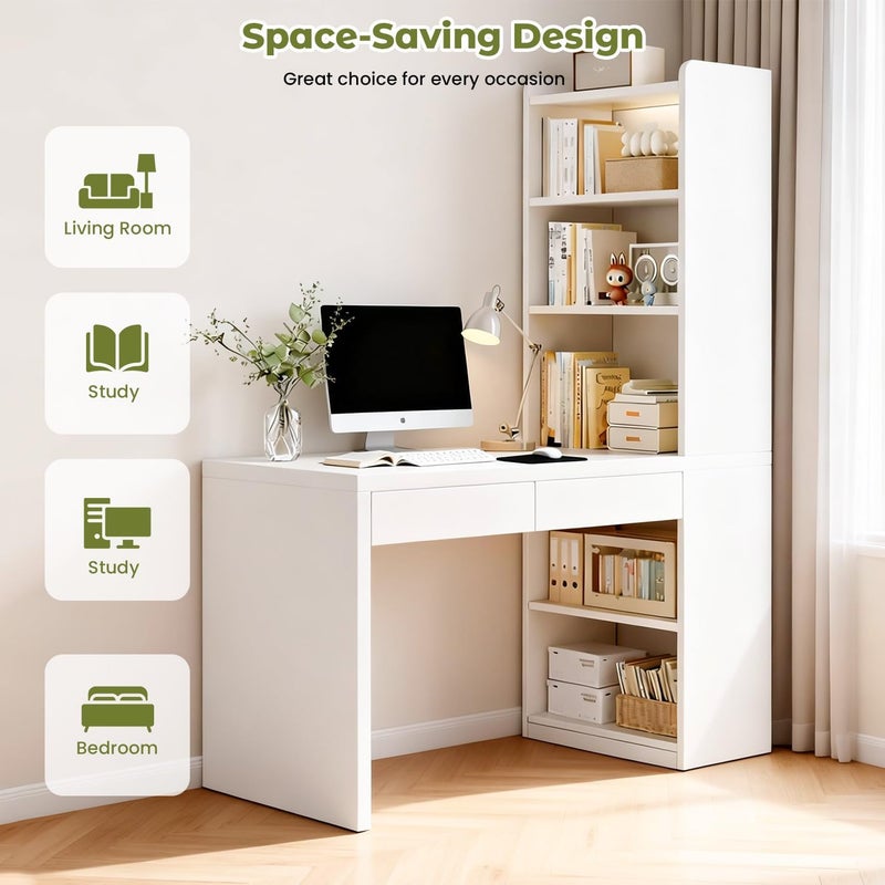 AUTOYSUR Home Office Desk with Storage Shelf, Wood Computer Desk, Modern Simple Workstation, Study Writing Table, Gaming Table for Home and Office (120 * 50 * 170cm) - Image 3