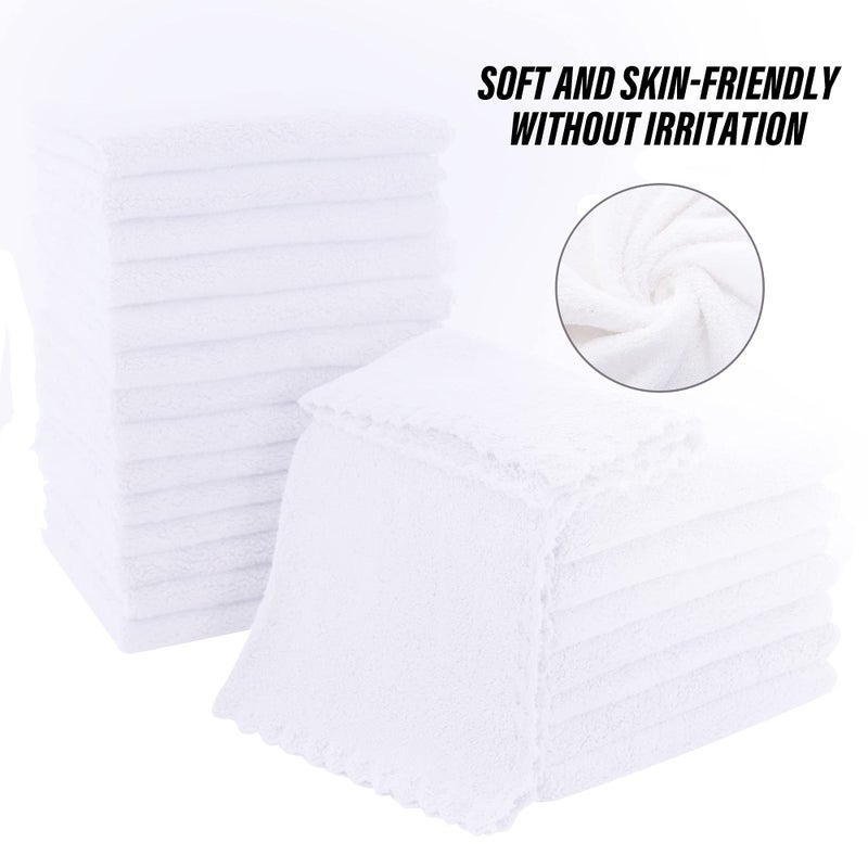 MOONQUEEN Ultra Soft Premium Washcloths Set - 12 x 12 inches - 24 Pack - Quick Drying - Highly Absorbent Coral Velvet Bathroom Wash Clothes - Use as Bath, Spa, Facial, Fingertip Towel (White) - Image 4
