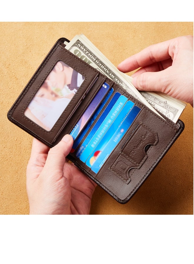 Dante Men's Wallet Vertical Top Layer Cowhide Anti-theft Card Demagnetization Genuine Leather Wallet  - Image 2