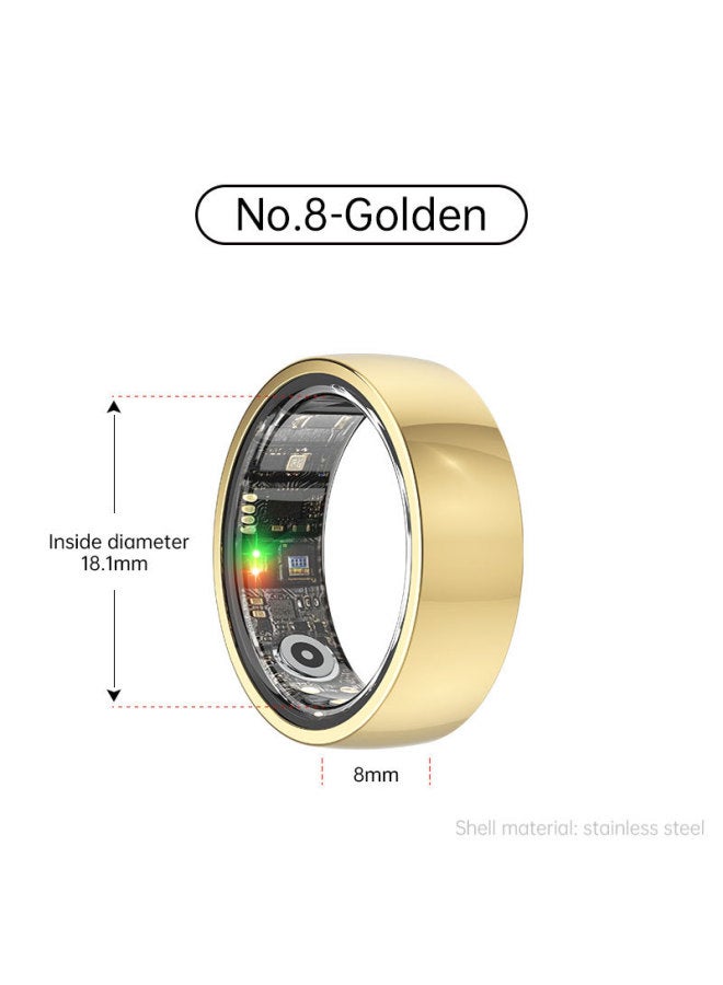 R1000 Stainless Steel Smart Ring Waterproof Pressure Sleep Heart Rate Step Number Monitoring Multiple Exercise Modes-Color:No. 8 Gold - Image 1