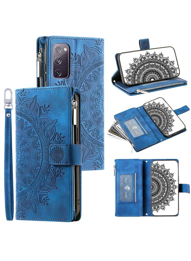 اس-توب جراب لهاتف Samsung Galaxy S20 FE 4G / 5G جراب هاتف جلدي متعدد البطاقات بسحاب - Image 1