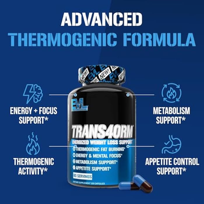 Evlution EVL Thermogenic Fat Burner Support - Fast Acting Weight Loss Energy and Appetite Support - Trans4orm Green Tea Supplement for Men and Women - 60 Servings - Image 4