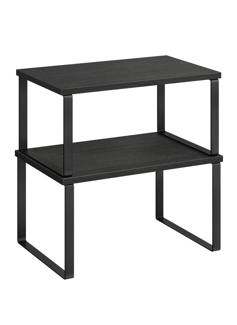 KYD - Cabinet Organizer Shelf, Set of 2 Kitchen Counter Shelves, Kitchen Storage, Spice Rack, Stackable, Expandable, Metal and Engineered Wood - Image 1