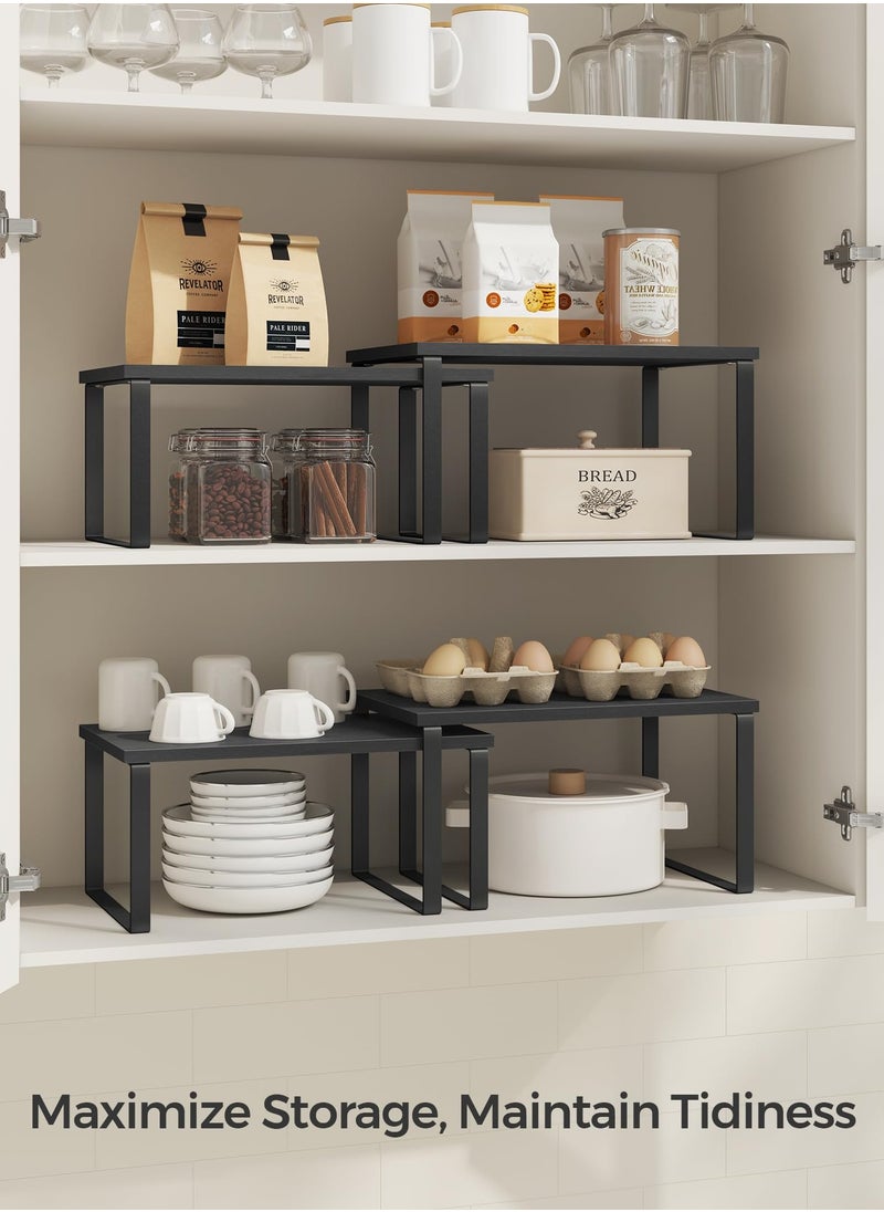 KYD - Cabinet Organizer Shelf, Set of 2 Kitchen Counter Shelves, Kitchen Storage, Spice Rack, Stackable, Expandable, Metal and Engineered Wood - Image 1