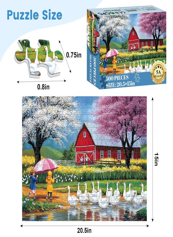 VOLUVOLU 500 Pieces Jigsaw Puzzles for Adults, Farm Animal Puzzle for Adults Seniors, Playing on Rainy Puzzle 500 Pieces, Gift for Birthday, Home Decor, Fun for Family(20.5 * 15 in) - Image 2