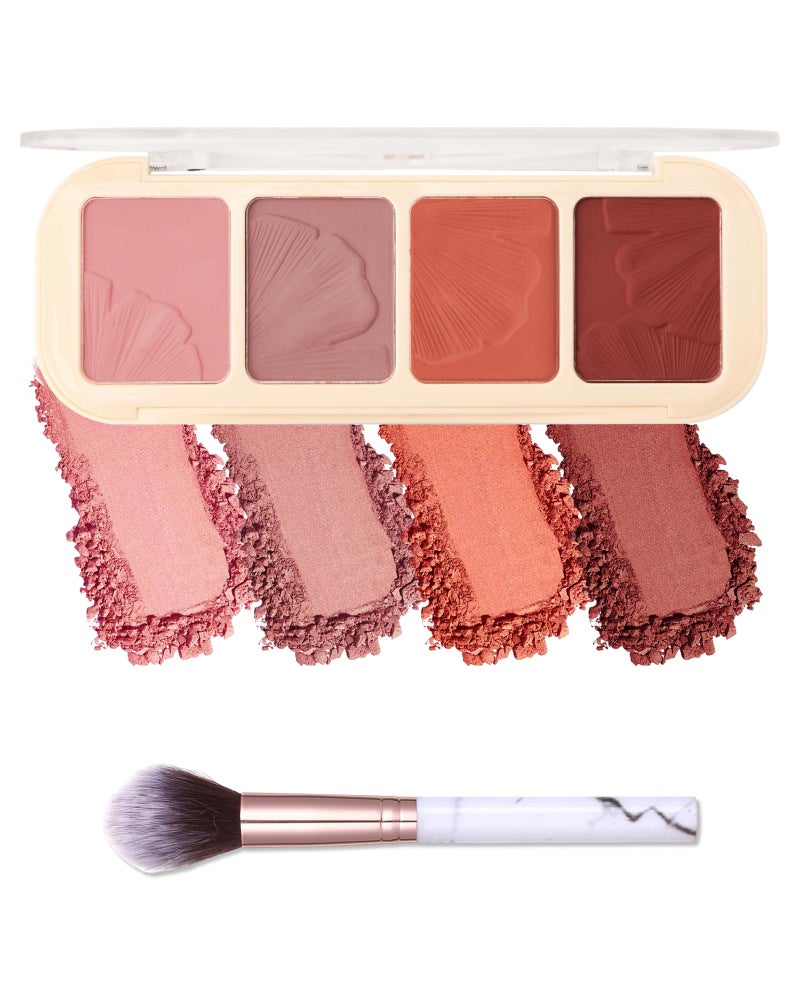 LYSdefeu Matte Face Blush Palette Kit with Brush4 Color Pink Plum Orange Silky Mineral Blendable Blusher Contour Powder for CheekLonglasting Facial Beauty Mothers Day Christmas Makeup Gift for Women01 - Image 3