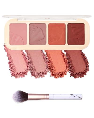 LYSdefeu Matte Face Blush Palette Kit with Brush4 Color Pink Plum Orange Silky Mineral Blendable Blusher Contour Powder for CheekLonglasting Facial Beauty Mothers Day Christmas Makeup Gift for Women01 - Image 1