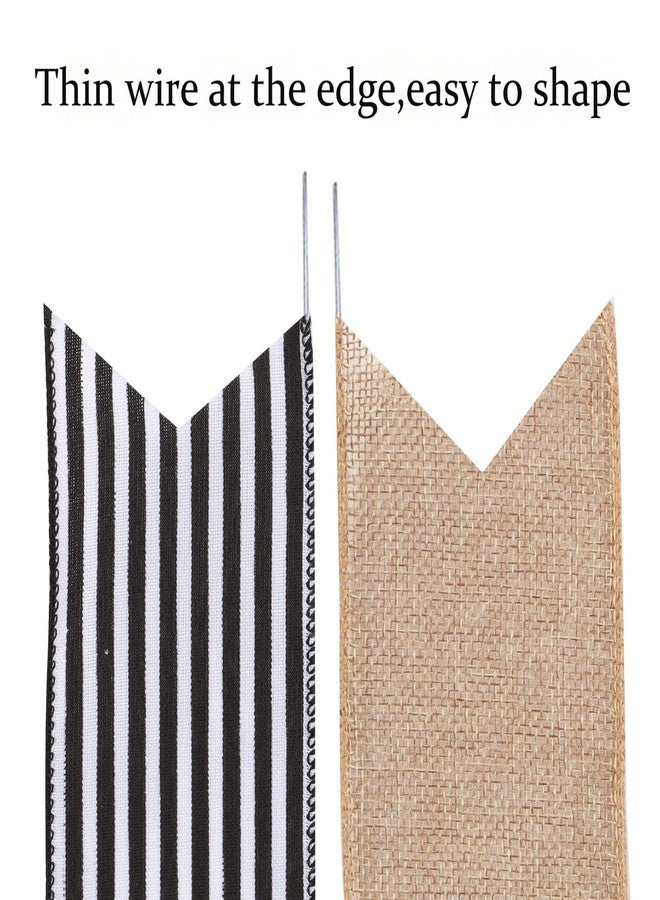 Hongsome 2 Pack Black White Stripe Burlap Fall Christmas Bows for Wreaths,12”x9.4”Rustic Farmhouse Crafts Bow for Gift Wrapping Tree Topper Wedding Holiday Wall Home Front Door Decorations - Image 3