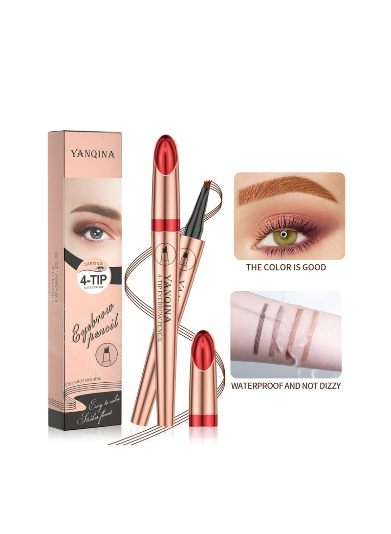 Excefore Eyebrow Pencils, Eye Makeup Pencils Long Lasting Waterproof Micro 4-Point Lifter and Microblading Pencil Perfect Brows - Image 3