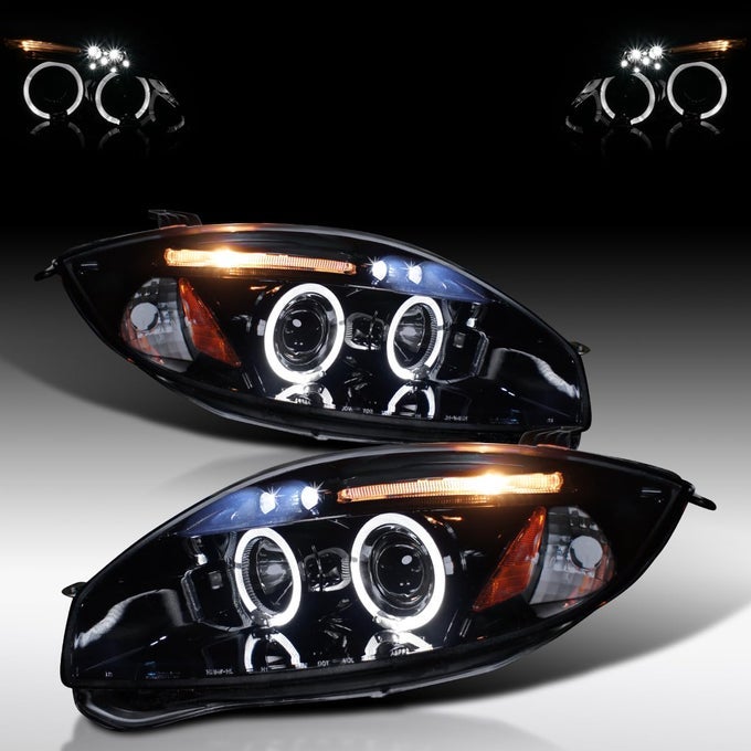 Compatible With 20062012 Mitsubishi Eclipse Left Right Pair Headlamps Assembly Led Eyelid Halo Glossy Black Housing Smoke Lens Projector Headlights