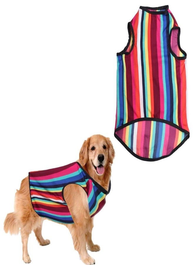 Sage Square Colorful Stripes Print T-Shirt - Trendsetting Dog Apparel for Ultimate Style and Comfort, Let Your Dog Stay Cool and Stylish in Any Season,Fashion Curve with Stylish (22 Inche) - Image 1