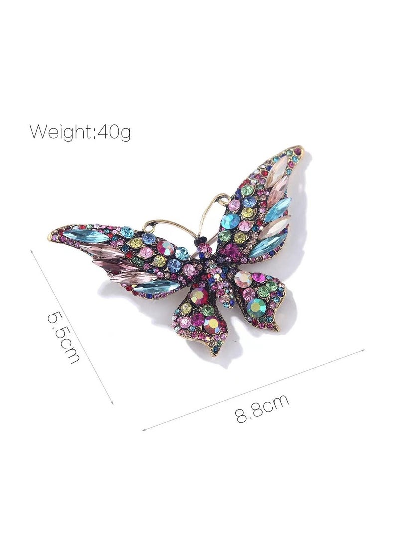 KASTWAVE 6 Pcs Women's Rhinestone Big Butterfly Brooch Variety Styles Butterfly Brooch Multi-Color Brooch Pin Cute Butterfly Corsages Brooches Decoration Butterfly Brooch Pin Set for Women Girls - Image 3