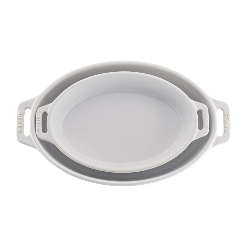 STAUB Ceramic Oval Baking Dish Set, 2-piece, White - Image 2
